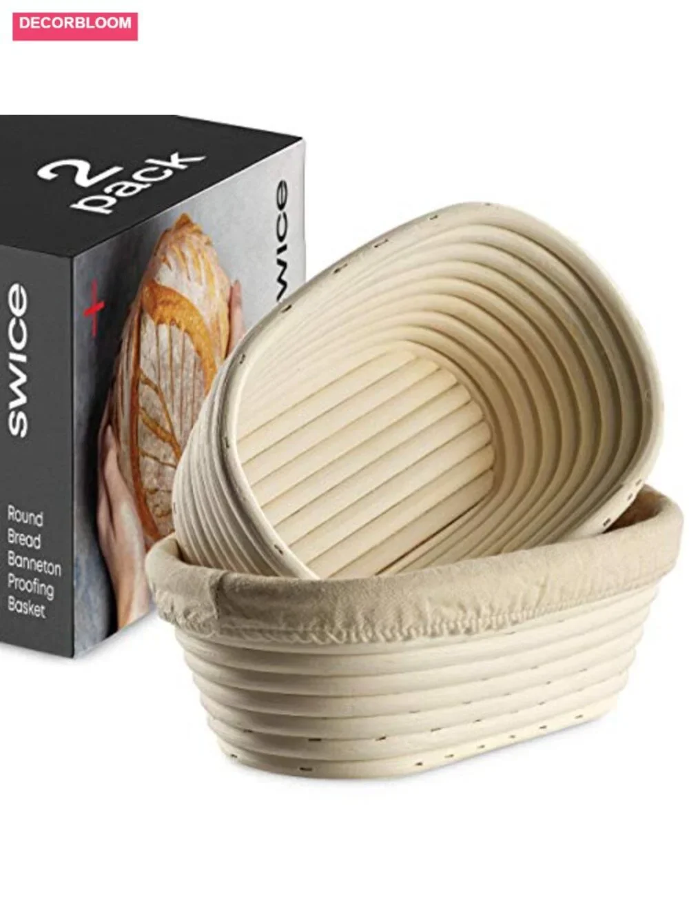 Bread Banneton Proofing Baskets Set of 2 Oval 10x6 Inch Sourdough Rising